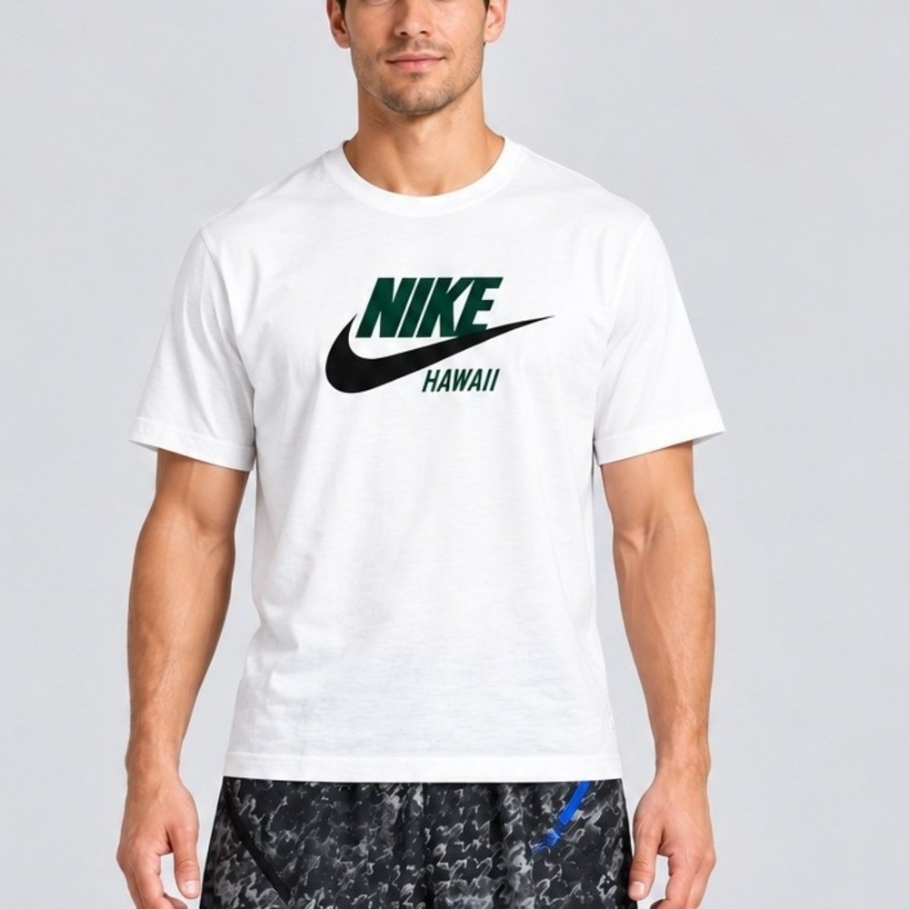 Nike Graphic Futura "Hawaii" Destination Tee Men's XL White Green Logo Casual